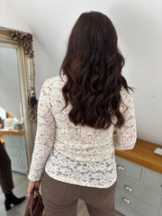 Winter White Floral Lace Net Top Isabella
