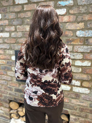 Chocolate Floral Print Top Amelia