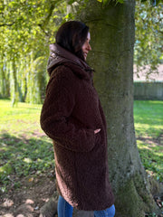 Chocolate Premium Hooded Sherpa Coat Camilla
