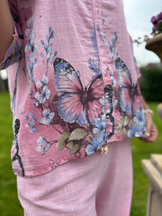 Pink Floral Butterfly Top Reeva