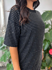 Black Studded Knit Dress Serena