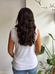 White Ruffle Vest Simone