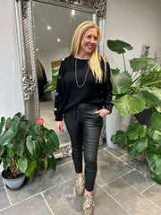 Black Pleather Drawstring Trousers