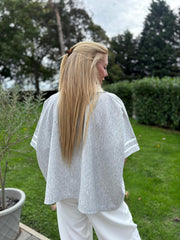 Grey Stripe Detail Button Top Leona