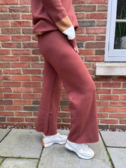 Chocolate Drawstring Knitted Trousers Ophelia