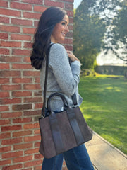 Chocolate Multi Fabric Handbag