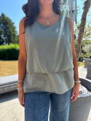 Khaki Layered Sleeveless Top Kaitlyn