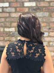 Black Crochet Floral Ribbed Vest Olivia