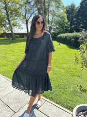 Black Broderie Bardot Dress Orla