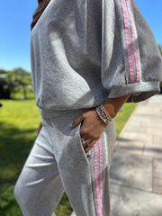 Grey Two Stripe Leisure Set Kendal