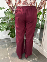 Wine Side Stripe Pull on Trousers Jenna