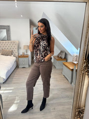 Mixed Animal Print Halter Neck Top Jessie
