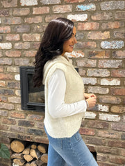 Stone Sleeveless Knitted Hoodie Sherida