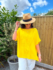 Yellow Embroidered Floral Top Frankie