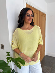 Lemon Daisy Cold Shoulder Knit Alison