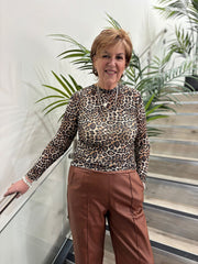 Leopard Diamante Mesh Top Niamh