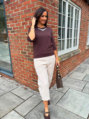 Chocolate Jewel Embellished Knit Sandra