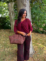Wine Gathered Loose Knit Paige
