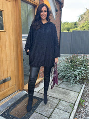 Black Distressed Hooded Sweatshirt Maya