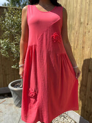 Coral Flower Detail Dress Faith