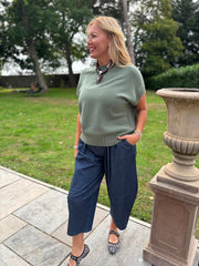 Khaki Ribbed Detail Knit Petra