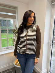 White & Chocolate Stripe Fleece Gilet