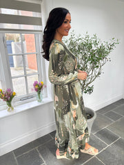 Khaki Patterned Maxi Dress Bea