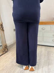 Navy Drawstring Short Knitted Trousers Georgina