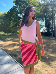 Green Striped Wrap Skirt
