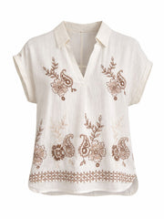Mocha Paisley Floral Blouse Jessie