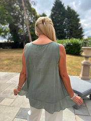 Khaki Striped Panel Sleeveless Top Gaynor