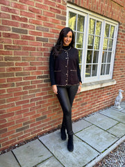 Black Leopard Trim Waistcoat Rhea