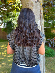Black & Silver Crochet Net Sleeveless Jacket Sharon