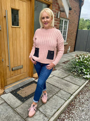 Rose Ribbed Denim Pocket Jumper Chloe