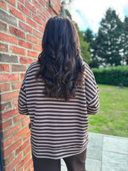 Mocha Striped Sweat Top Mollie