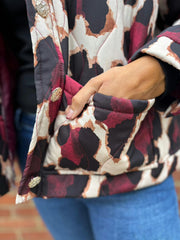 Wine Leopard Quilted Coat Adele