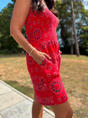Red Bubble Cotton Paisley Playsuit
