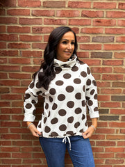 Chocolate Polka Dot Super Soft Sweat Top Lisa