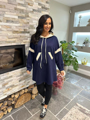 Navy Hooded Sweat Dress Jodie