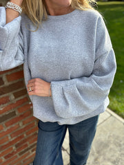 Grey Oversized Pleat Detail Sweatshirt Roxy