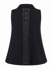 Black Sleeveless Bubble Cotton Top Jean