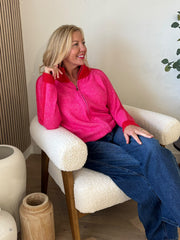 Candy Pink Knitted Zip Jacket Addison