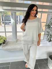 Stone Bubble Cotton Trouser Set Hayley