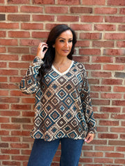 Teal Diamond Shimmer Top Freya