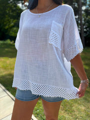 White Multi Hole Detail Top Terri