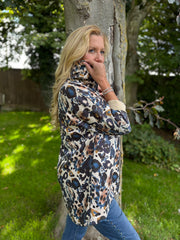 Navy Brushed Leopard Jacket Simone