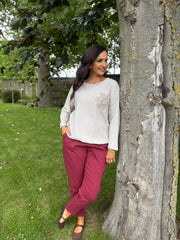 Stone Ribbed Flower Top Mika