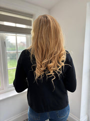 Black Diamante Button High Neck Frankie