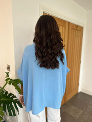 Light Blue Laser Hem Top Barbara