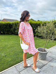 Lilac Bardot Bubble Cotton Leopard Dress Isla